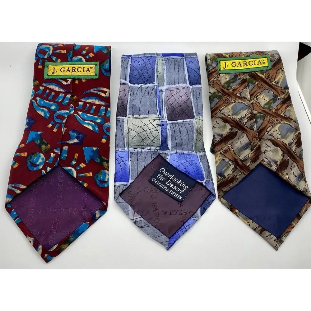J Garcia Silk Ties Lot of 5: Wetlands, Overlooking The Desert, Geometric